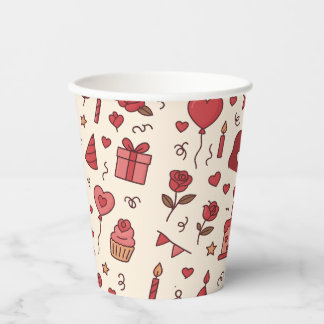 Romantisches Feier-Doodle-Muster Pappbecher