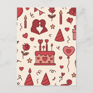 Romantisches Feier-Doodle-Muster Postkarte