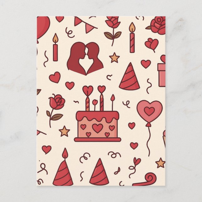 Romantisches Feier-Doodle-Muster Postkarte (Vorderseite)