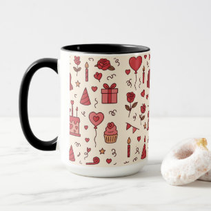 Romantisches Feier-Doodle-Muster Tasse