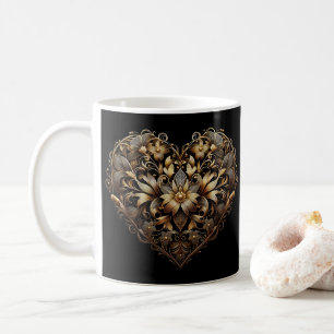 Romantisches filigranes goldenes Herz. Valentinsta Kaffeetasse