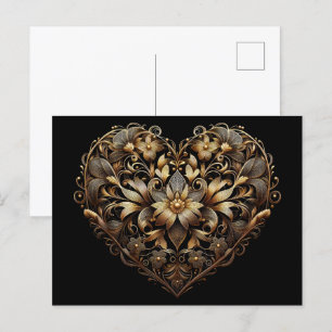 Romantisches filigranes goldenes Herz. Valentinsta Postkarte