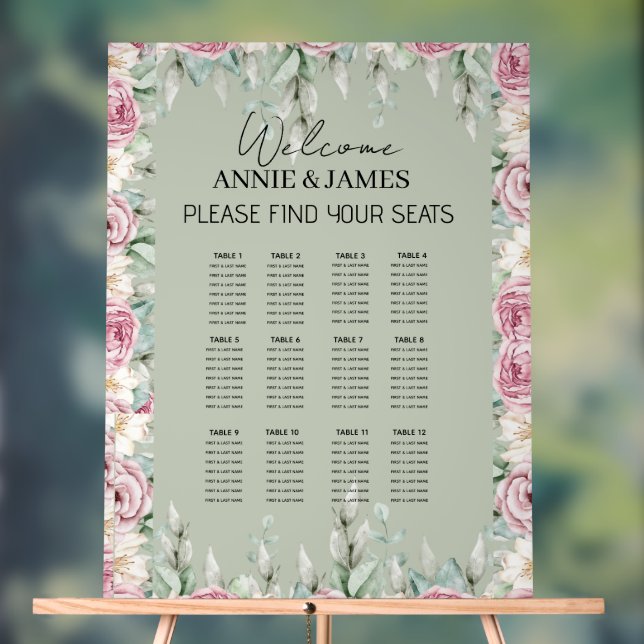 Romantisches florales Acryl-Hochzeits-Sitzplan-Sch Acrylschild (Neutral)