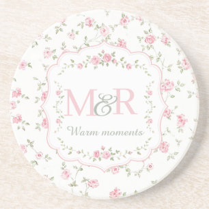 Romantisches florales Monogramm Vintage Cottagec Getränkeuntersetzer