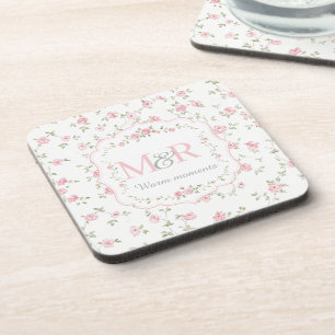 Romantisches florales Monogramm Vintage Cottagec Getränkeuntersetzer