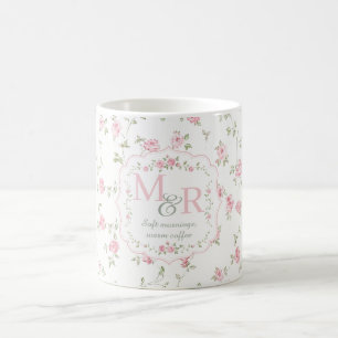 Romantisches florales Monogramm Vintage Cottagec Kaffeetasse