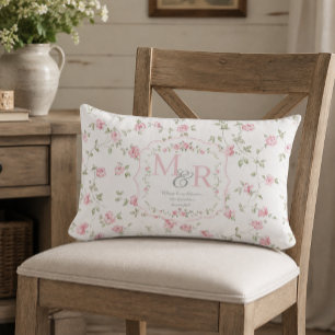 Romantisches florales Monogramm Vintage Cottagec Lendenkissen