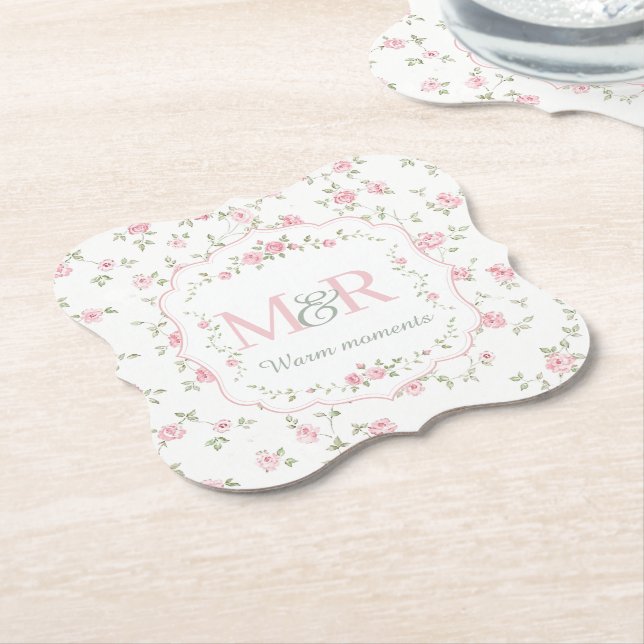 Romantisches florales Monogramm | Vintage Cottagec Untersetzer (angewinkelt)