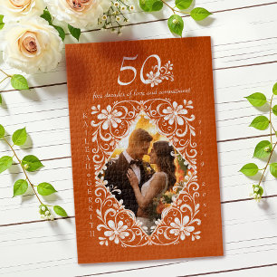 Romantisches Foto Burnt Orange 50 Hochzeitstag Puz Puzzle