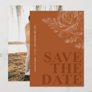 Romantisches Foto Floral Terracotta Save the Date Einladung