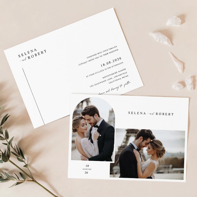 Romantisches Foto Hochzeit Einladung | Modernes Mi (Von Creator hochgeladen)