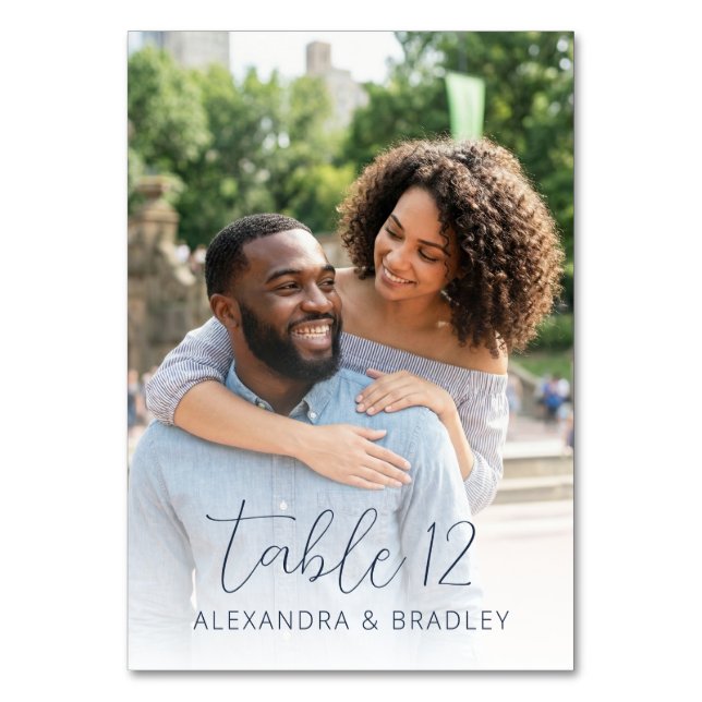 Romantisches Foto in fröhlichem Grün Tischnummer (Rückseite)