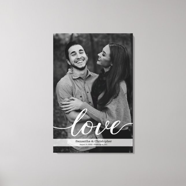 Romantisches Foto in Schwarz-Weiß-Verlobung Leinwanddruck (Vorderseite)