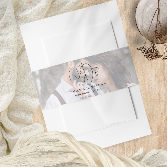 Romantisches Foto Overlay Wir machen Skriptnamen H Einladungsbanderole (Belly Band Portrait)