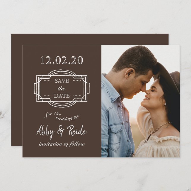 Romantisches Foto Rustikales Brown Save the Date