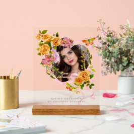 Romantisches Foto zur Liebe der Gold Rose Acrylschild