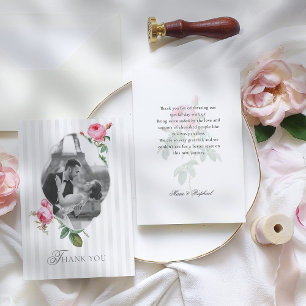 Romantisches französisches Rosen-Botanik-Foto-Hoch Dankeskarte