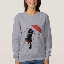Romantisches Frauenpaar Rotes Regenschirm-Herzen S Sweatshirt