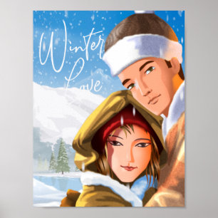 Romantisches Frohes-Holiday-Winter-Liebe-Poster Pa Poster