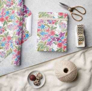 Romantisches Frühlings-Wildblumen-Wasserfarbmuster Geschenkpapier