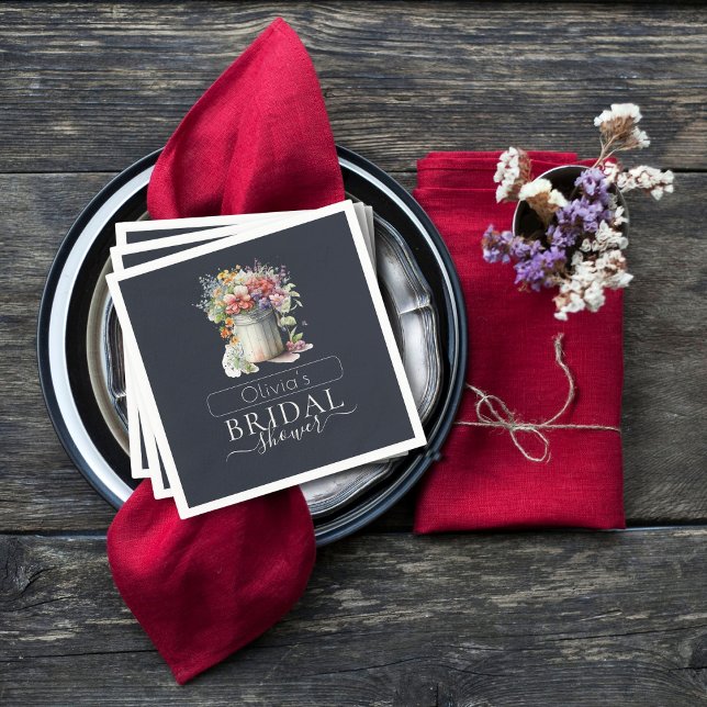 Romantisches Frühlingsblumen Vase Brautparty Serviette (Von Creator hochgeladen)