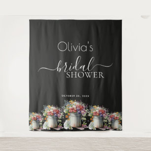 Romantisches Frühlingsblumen Vase Brautparty Wandteppich