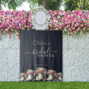 Romantisches Frühlingsblumen Vase Brautparty Wandteppich