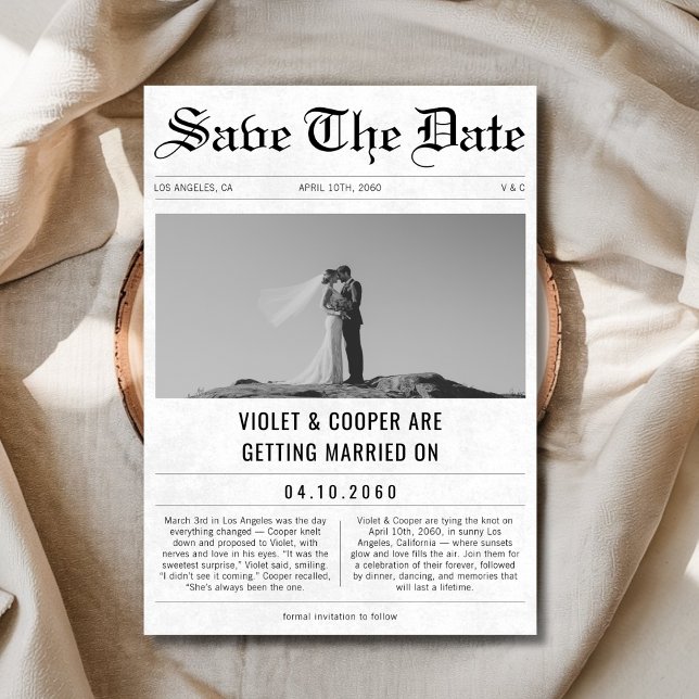 Romantisches Fun Foto Einzigartige Hochzeitzeitung Save The Date (Von Creator hochgeladen)