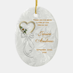Romantisches Gänseblümchen, Goldherz u. weißes Keramik Ornament