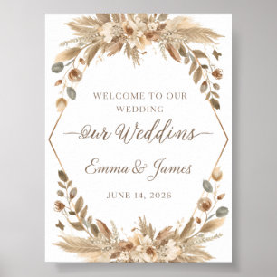 Romantisches Garten Boho Hochzeitsposter Rose Lav Poster