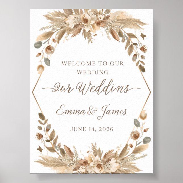 Romantisches Garten Boho Hochzeitsposter  Rose Lav Poster (Vorne)