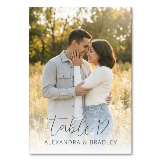 Romantisches gelbes rustikales Foto Tischnummer (Rückseite)