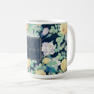 Romantisches Gelbweißrosen Blumendesign Kaffeetasse