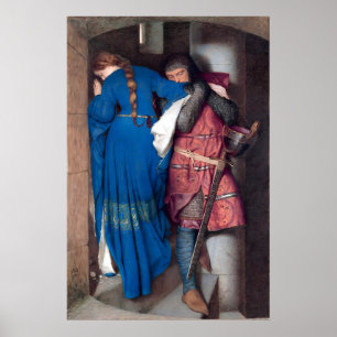 Romantisches Gemälde Das Treffen auf der Turmtrepp Poster