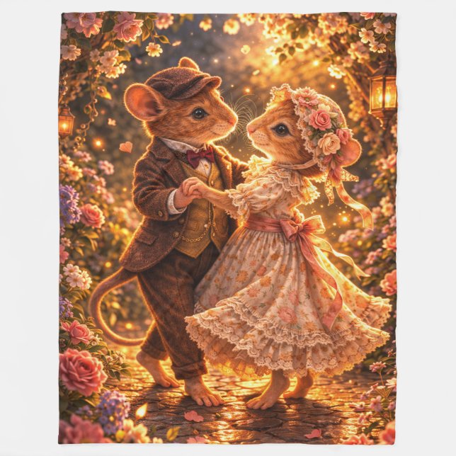Romantisches Geschenk Tanzendes Paar Laternenlicht Fleecedecke (Vorderseite)