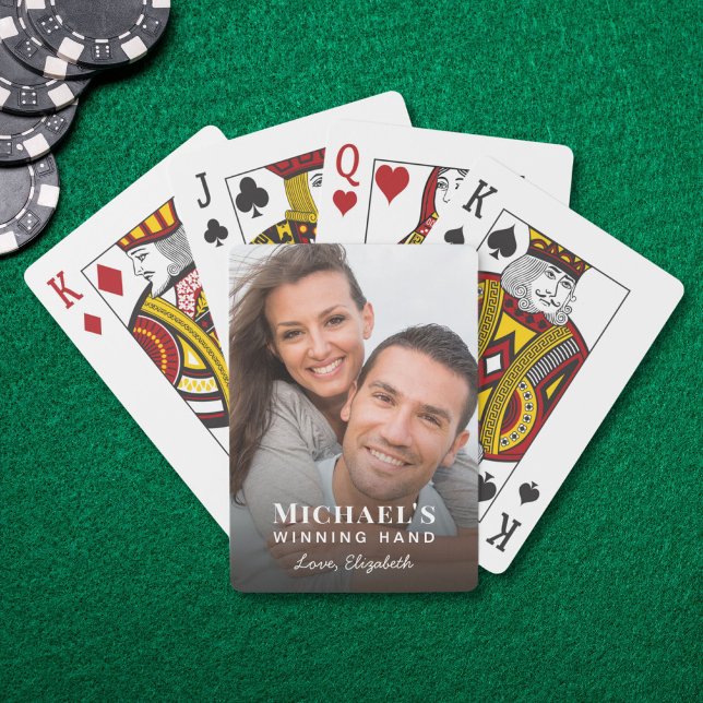 Romantisches Gewinnerhand-Foto Spielkarten (Romantic Winning Hand Photo Playing Poker Cards)