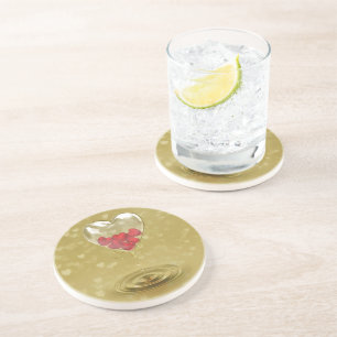 Romantisches Glasherzendesign Getränkeuntersetzer