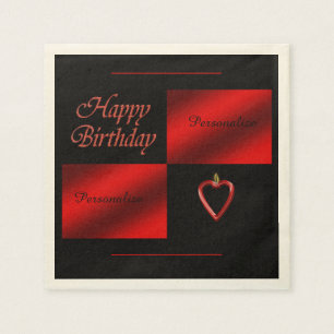 Romantisches glückliches Geburtstags-Red Black Pe Serviette