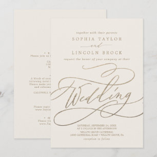 Romantisches Gold Angaben zu Elfenbein bei der H Einladung