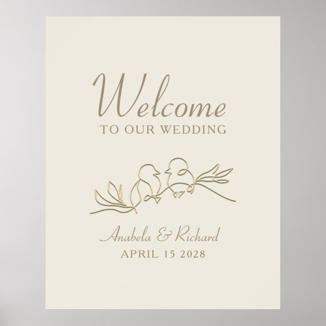 Romantisches Gold Wedding Welcome Poster (Vorne)