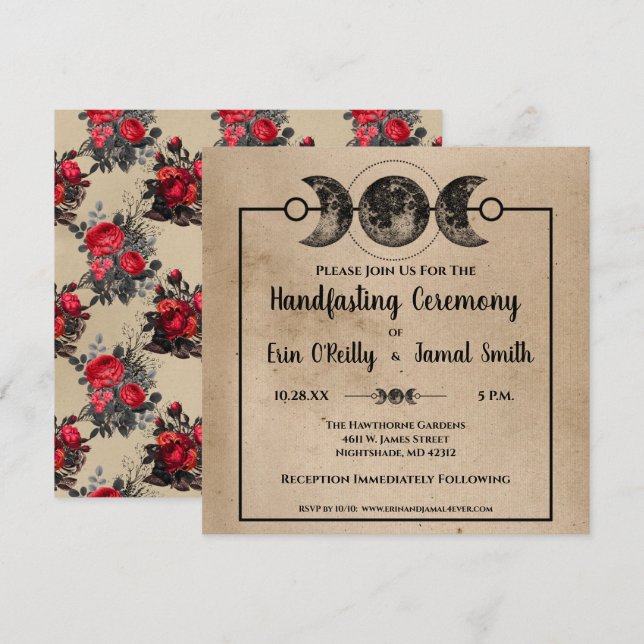 Romantisches Gotisches Handfeuerwerk Hochzeitsmagi Einladung (Vorne/Hinten)