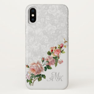 Romantisches graues Blumen mit rosa Rosen und Case-Mate iPhone Hülle