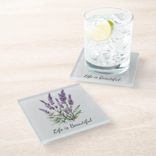 Romantisches graues Lila Lavendel-Brautparty Glasuntersetzer