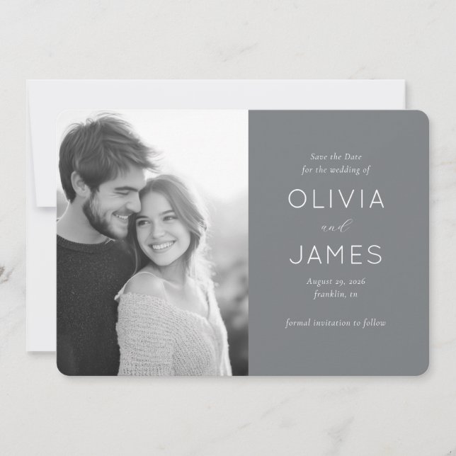 Romantisches Graustufenfoto Save The Date (Vorderseite)