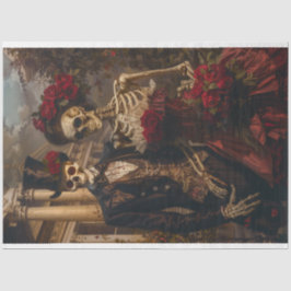 Romantisches Halloween Skeleton Couple Decoupage Seidenpapier