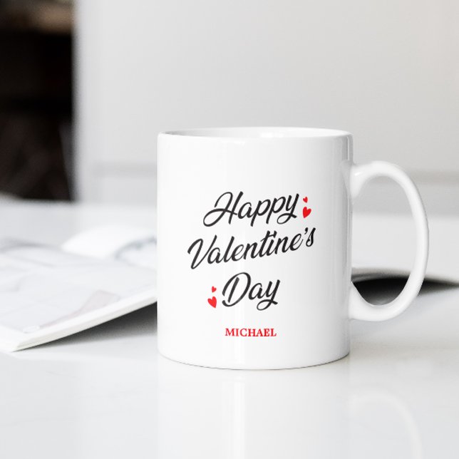 Romantisches Happy Valentine's Day Red Hearts Eleg Kaffeetasse (Von Creator hochgeladen)
