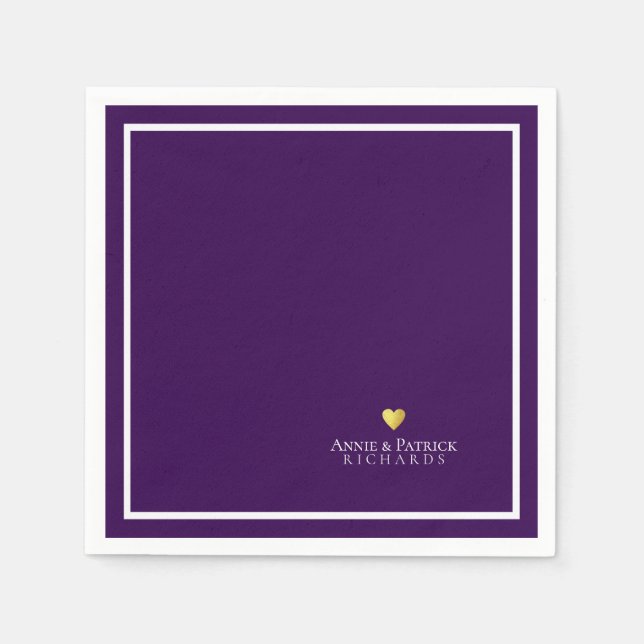 Romantisches Herz der Liebe Ehefrau & Ehemann Name Serviette (Vorderseite)