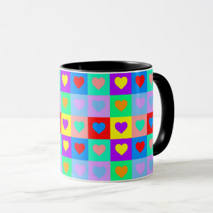 Romantisches Herz - Farbenfrohe Muster Pop Art Tasse