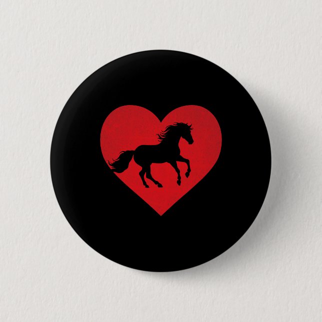 Romantisches Herz Gestreiftes Pferd Reittier Lover Button (Vorderseite)