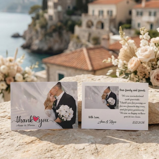 Romantisches Herz-Hochzeitsfoto Dankeskarte (Von Creator hochgeladen)